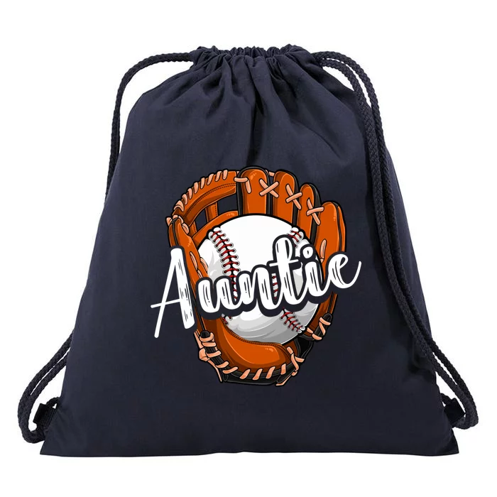 Funny Baseball Auntie Funny Baseball Lover Mothers Day Mama Gift Drawstring Bag