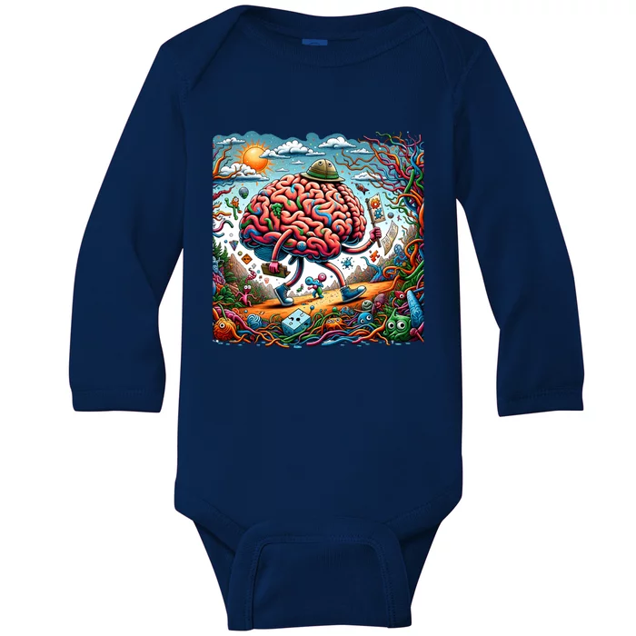 Funny Brain Adventure AlzheimerS Patients And Caregivers Cute Gift Baby Long Sleeve Bodysuit