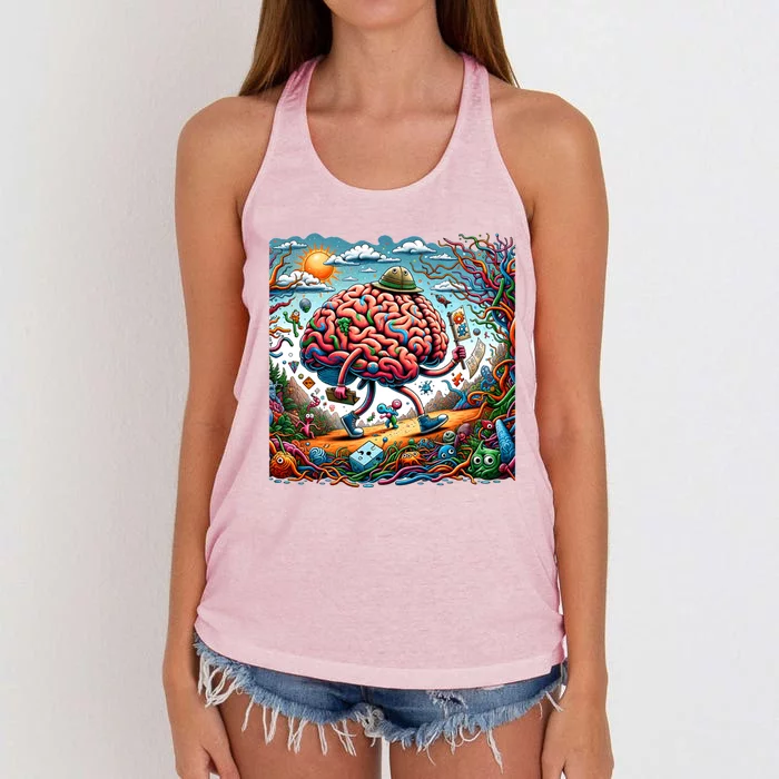 Funny Brain Adventure AlzheimerS Patients And Caregivers Cute Gift Women's Knotted Racerback Tank