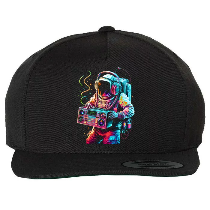 Funky Boombox Astronaut In Space Graphic And Teens Gift Wool Snapback Cap