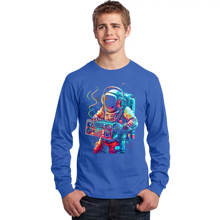 Funky Boombox Astronaut In Space Graphic And Teens Gift Long Sleeve Shirt