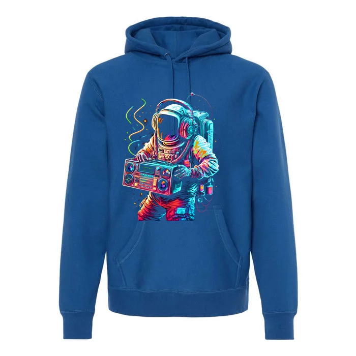 Funky Boombox Astronaut In Space Graphic And Teens Gift Premium Hoodie