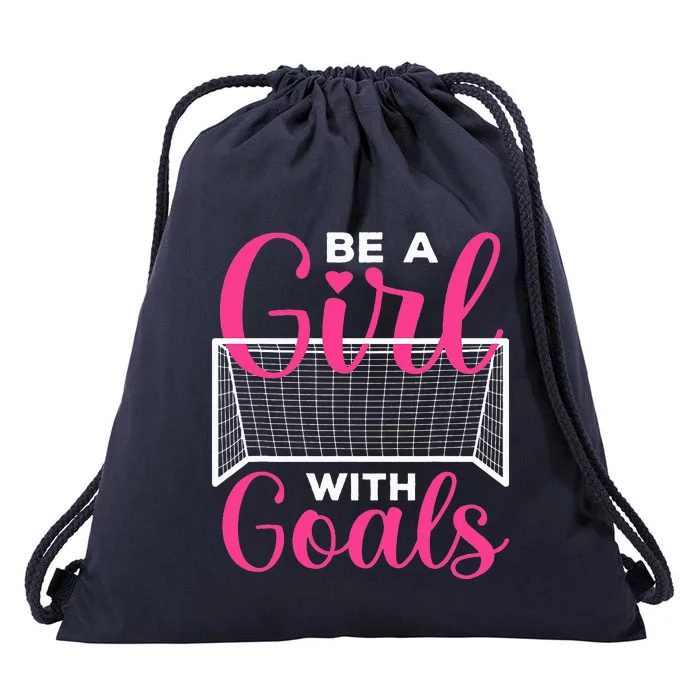 funny be a soccer with goals soccer player Drawstring Bag