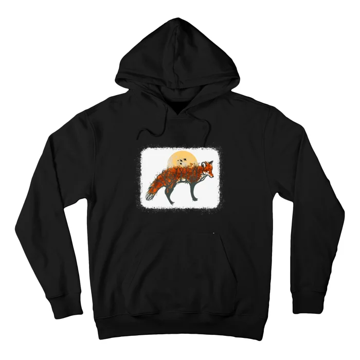 Fox Beautiful Animal Fall Tree Forest Vintage Fox Lover Hoodie