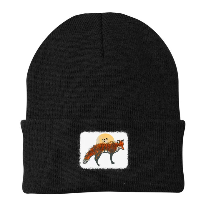 Fox Beautiful Animal Fall Tree Forest Vintage Fox Lover Knit Cap Winter Beanie