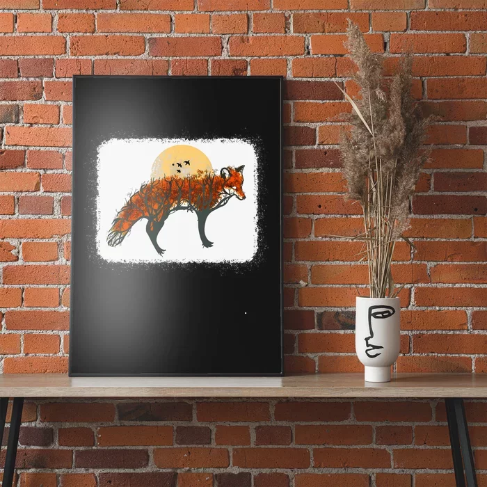 Fox Beautiful Animal Fall Tree Forest Vintage Fox Lover Poster