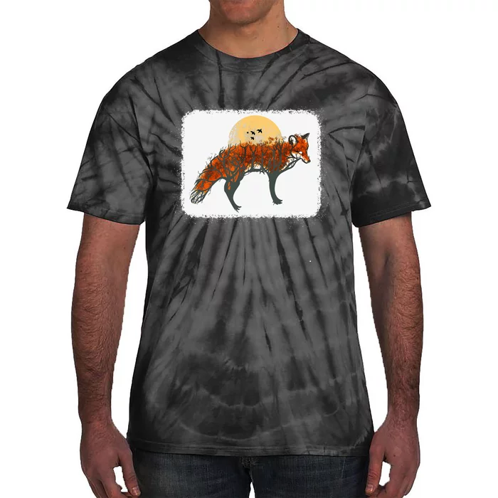 Fox Beautiful Animal Fall Tree Forest Vintage Fox Lover Tie-Dye T-Shirt