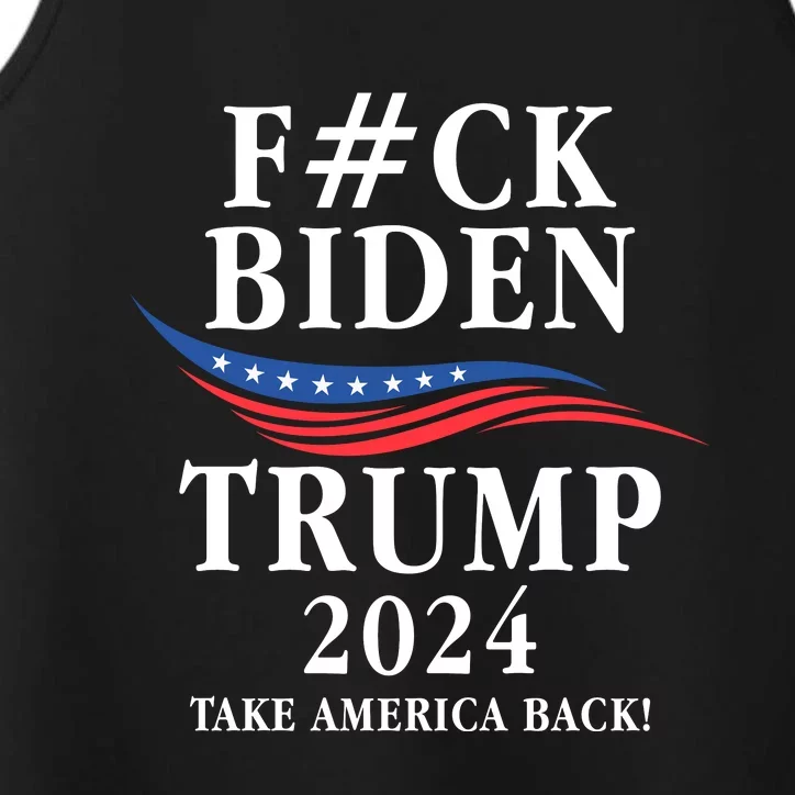 Fuck Biden American President Donald Trump 2024 Election US Flag Performance Tank