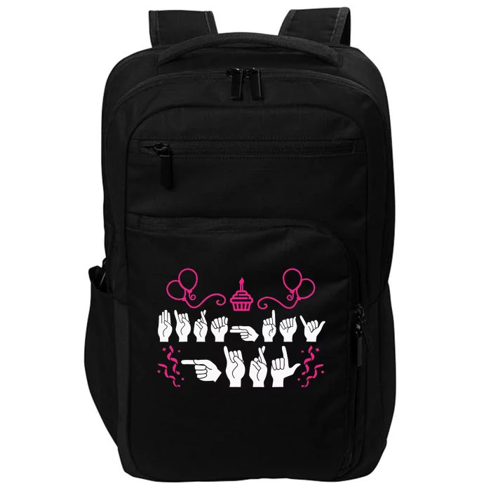 funny Birthday ASL American Sign Language Impact Tech Backpack