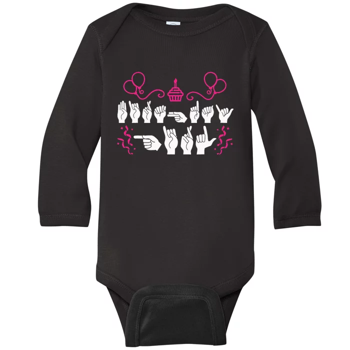 funny Birthday ASL American Sign Language Baby Long Sleeve Bodysuit