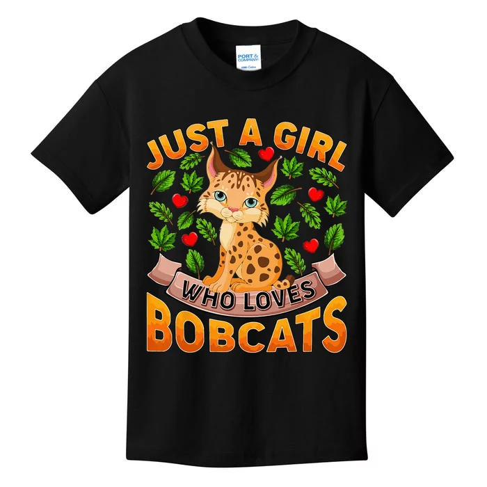 Funny Bobcat Animal Lover Just A Girl Who Loves Bobcats Kids T-Shirt