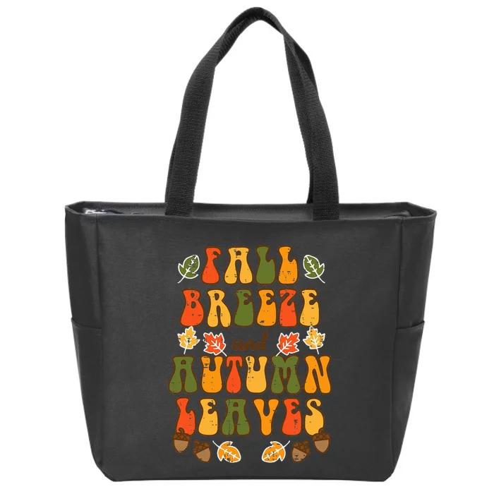 Fall Breeze Autumn Leaves Happy Thanksgiving Zip Tote Bag