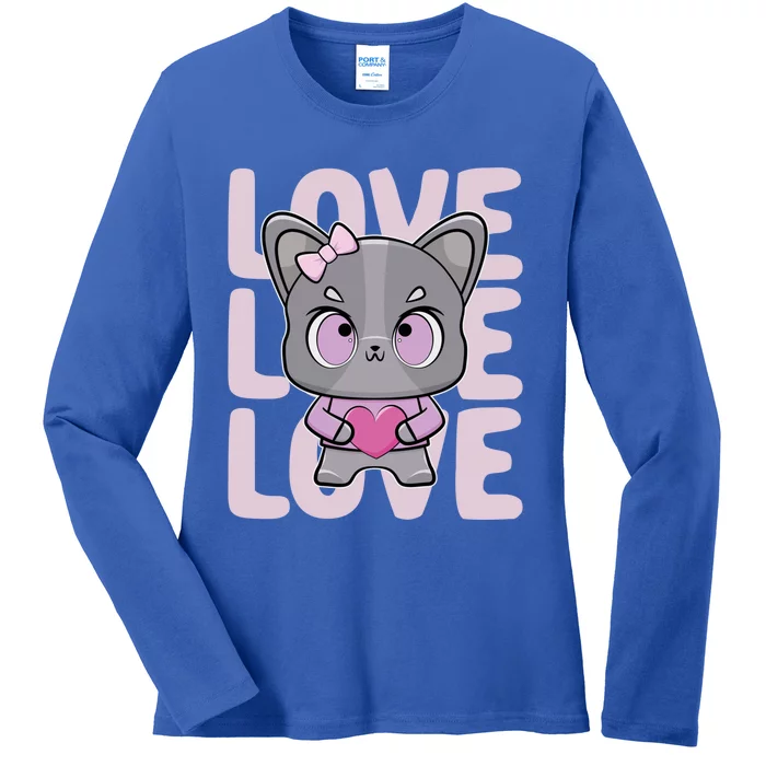 French Bulldog Anime Dog Valentine´s Day Funny Gift Ladies Long Sleeve Shirt