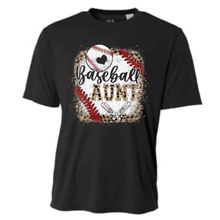 Funny Baseball Auntie Vintage Leopard Baseball Pride Gift Cooling Performance Crew T-Shirt