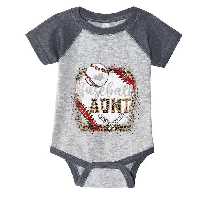 Funny Baseball Auntie Vintage Leopard Baseball Pride Gift Infant Baby Jersey Bodysuit