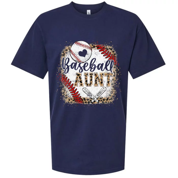 Funny Baseball Auntie Vintage Leopard Baseball Pride Gift Sueded Cloud Jersey T-Shirt