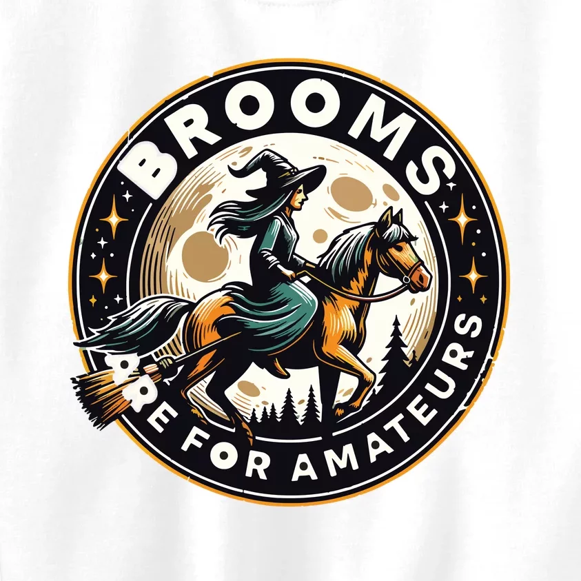 Funny Brooms Are For Amateurs Witch Riding Horse Halloween Vneck Kids Sweatshirt