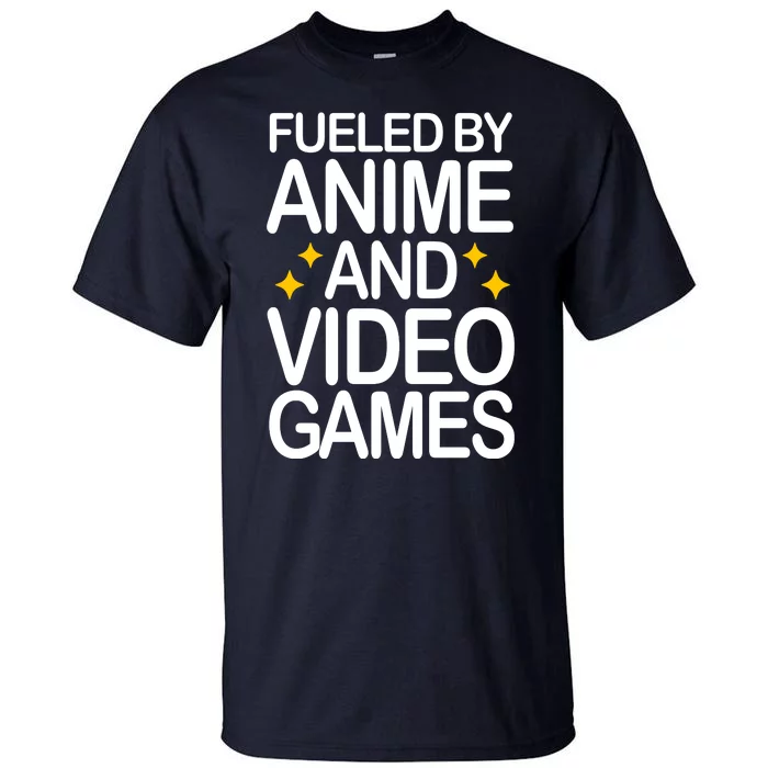 Fueled By Anime And Video Games Gaming Tall T-Shirt