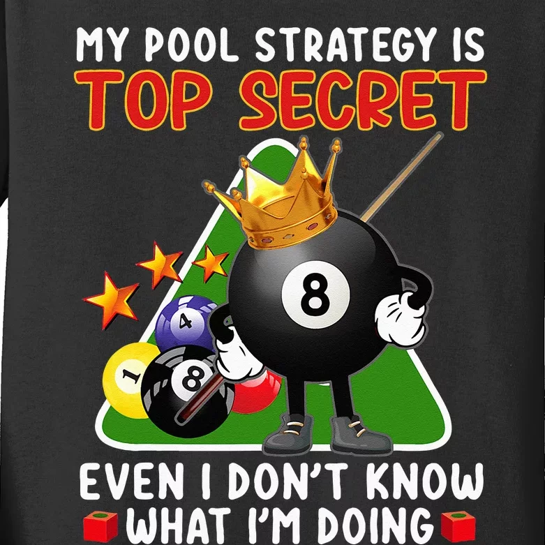 Funny Billiards Art For Men Women Billiards Pool Players Kids Long Sleeve Shirt