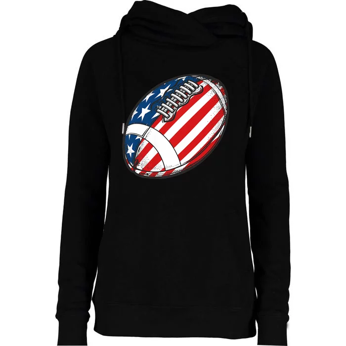 Football Ball American Flag U.S.A. Great Gifts Idea Womens Funnel Neck Pullover Hood