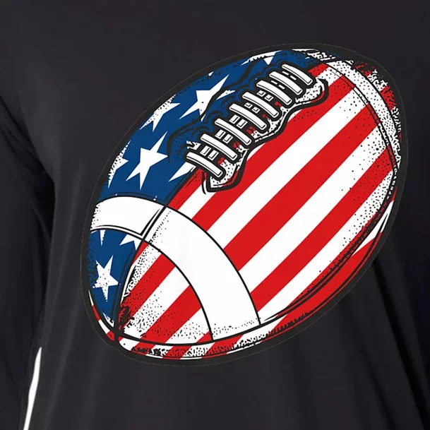 Football Ball American Flag U.S.A. Great Gifts Idea Cooling Performance Long Sleeve Crew