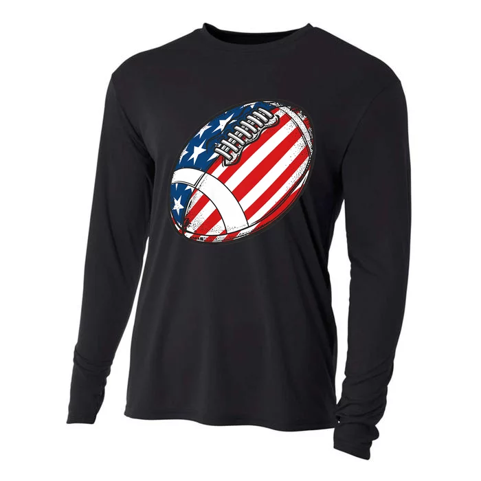 Football Ball American Flag U.S.A. Great Gifts Idea Cooling Performance Long Sleeve Crew