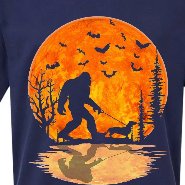 Funny Bigfoot and Wiener Dog Halloween Costume Sueded Cloud Jersey T-Shirt