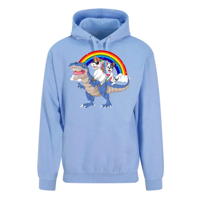 French Bulldog And Unicorn Riding Dinosaur Unisex Surf Hoodie