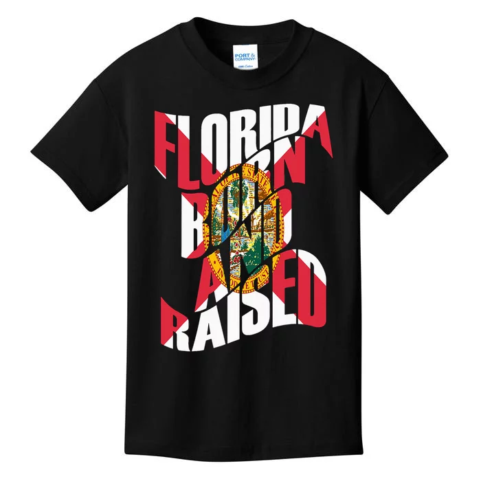 Florida Born And Raised Florida State Flag Kids T-Shirt