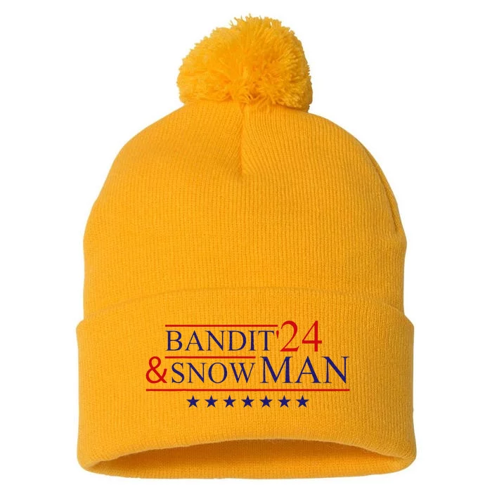 Funny Bandit And Snowman 2024 Election Cool Bandit & Snowman Pom Pom 12in Knit Beanie