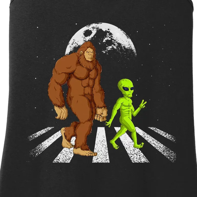 Funny Bigfoot Alien Moon Sasquatch Ufo Space Ladies Essential Tank