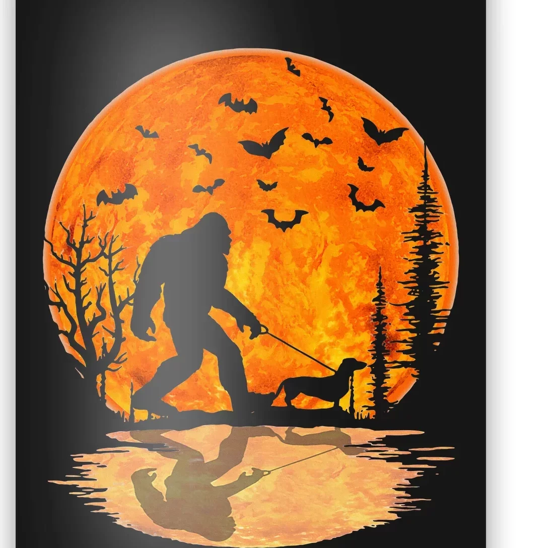 Funny Bigfoot and Wiener Dog Halloween Costume Poster