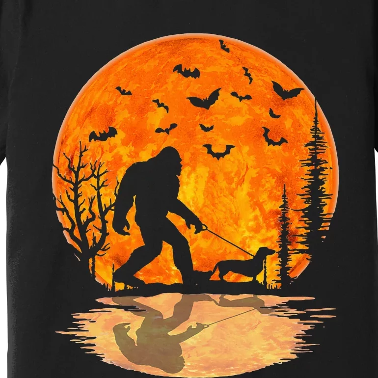 Funny Bigfoot and Wiener Dog Halloween Costume Premium T-Shirt