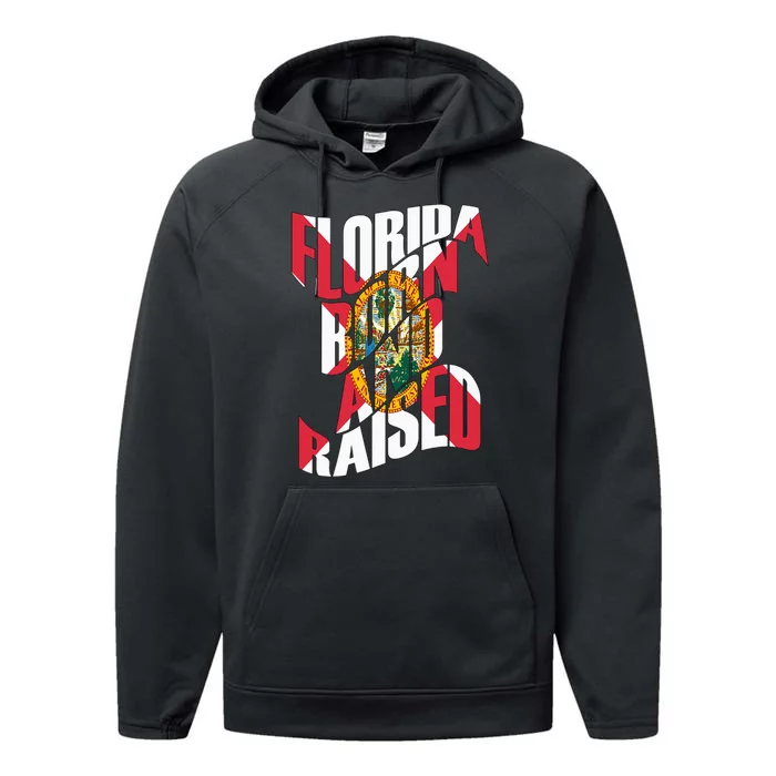 Florida Born And Raised Florida Flag Performance Fleece Hoodie