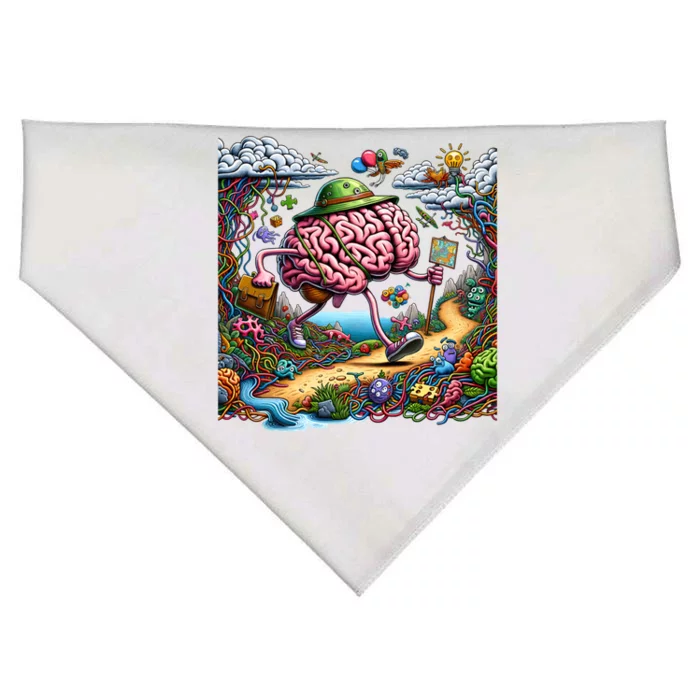 Funny Brain Adventure AlzheimerS For Patient And Caregivers Great Gift USA-Made Doggie Bandana