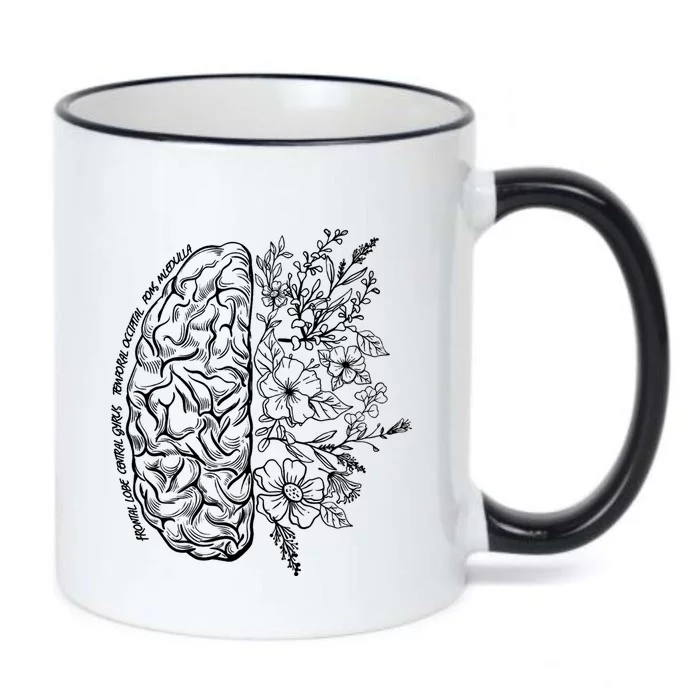 Floral Brain Anatomy Nurse Nursing Anatomical Neurosurgery Gift Black Color Changing Mug