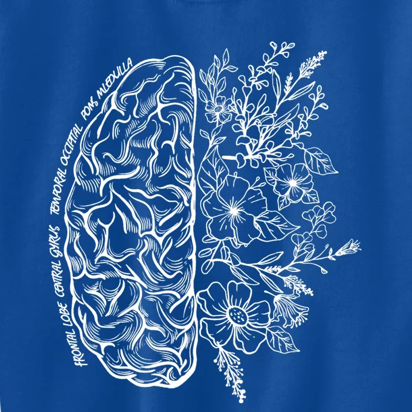 Floral Brain Anatomy Nurse Nursing Anatomical Neurosurgery Gift Kids Sweatshirt