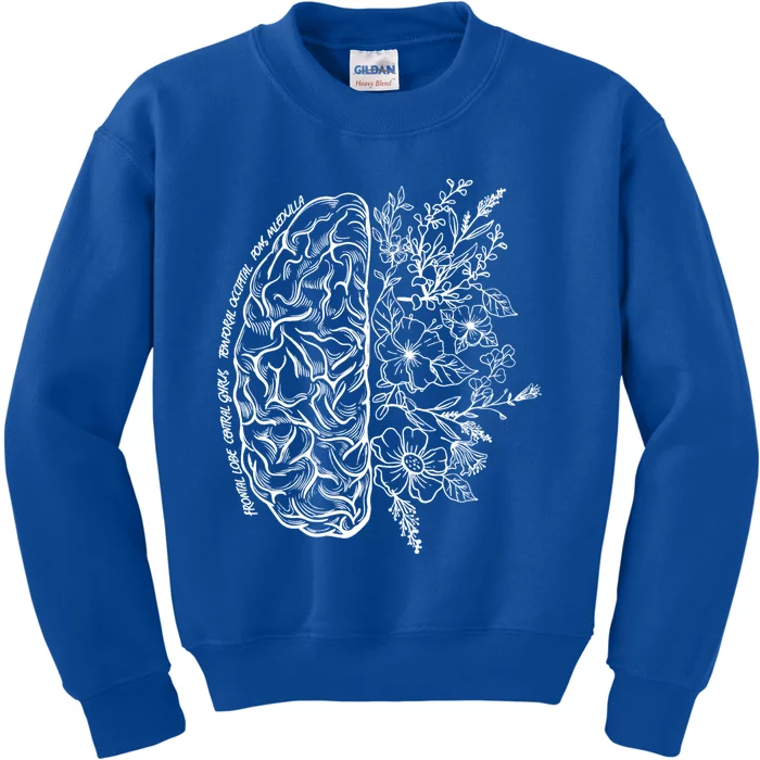 Floral Brain Anatomy Nurse Nursing Anatomical Neurosurgery Gift Kids Sweatshirt