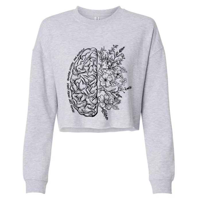 Floral Brain Anatomy Nurse Nursing Anatomical Neurosurgery Gift Cropped Pullover Crew