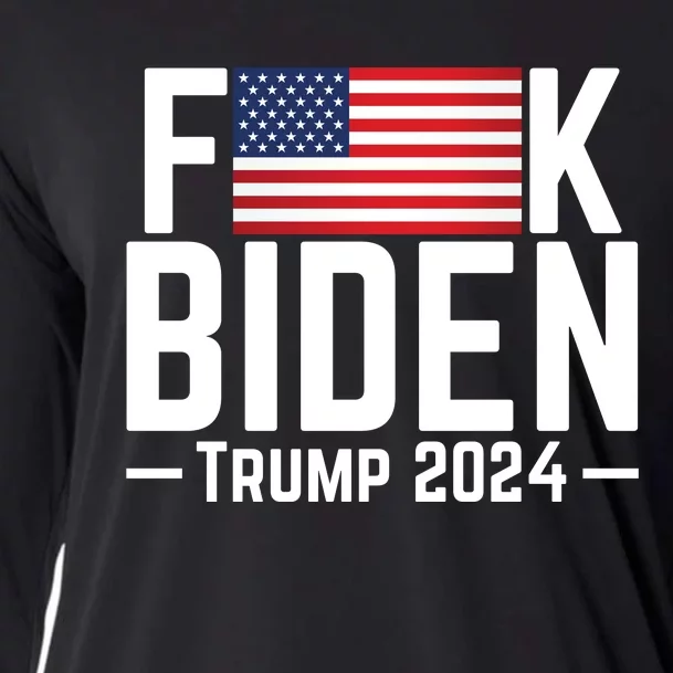 Fuck Biden American Flag Trump 2024 Shirt Cooling Performance Long Sleeve Crew