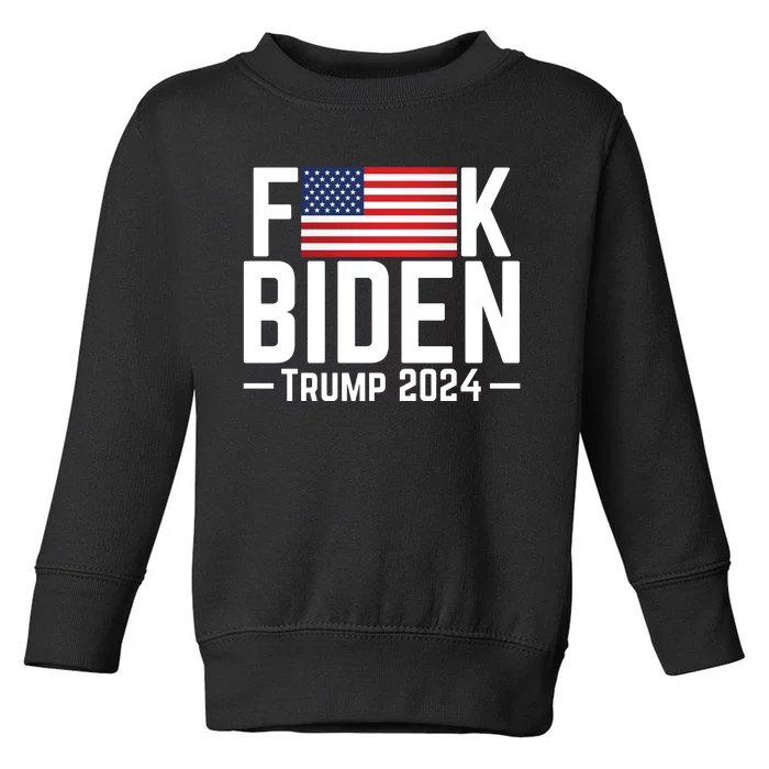 Fuck Biden American Flag Trump 2024 Shirt Toddler Sweatshirt