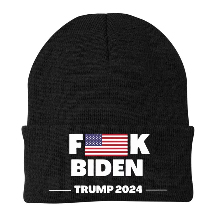 Fuck Biden American Flag Impeach Biden Trump 2024 Knit Cap Winter Beanie