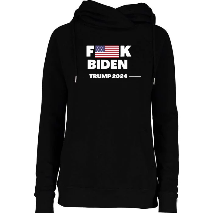 Fuck Biden American Flag Impeach Biden Trump 2024 Womens Funnel Neck Pullover Hood