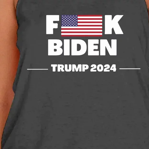 Fuck Biden American Flag Impeach Biden Trump 2024 Women's Knotted Racerback Tank