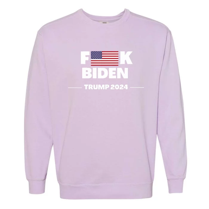 Fuck Biden American Flag Impeach Biden Trump 2024 Garment-Dyed Sweatshirt