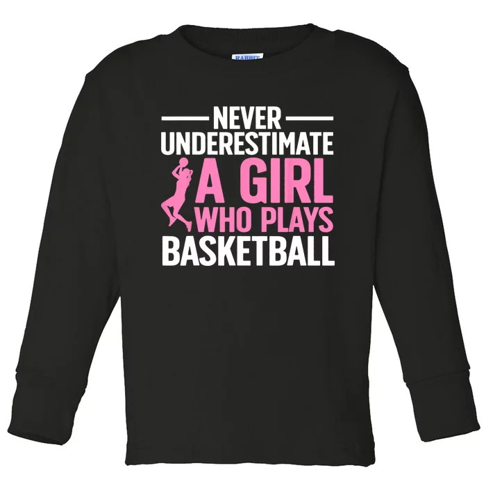 Funny Basketball Art For Girls Teens Basketball Player Toddler Long Sleeve Shirt