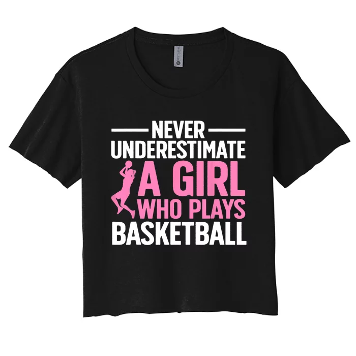 Funny Basketball Art For Girls Teens Basketball Player Women's Crop Top Tee