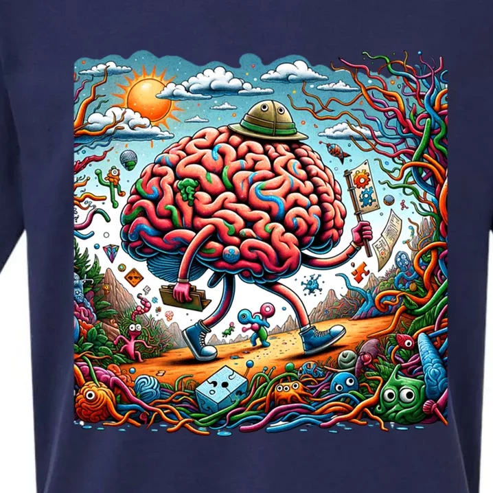 Funny Brain Adventure AlzheimerS Patients And Caregivers Gift Sueded Cloud Jersey T-Shirt