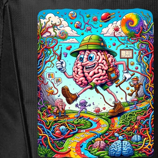 Funny Brain Adventure Landscape AlzheimerS Awareness Gift City Backpack