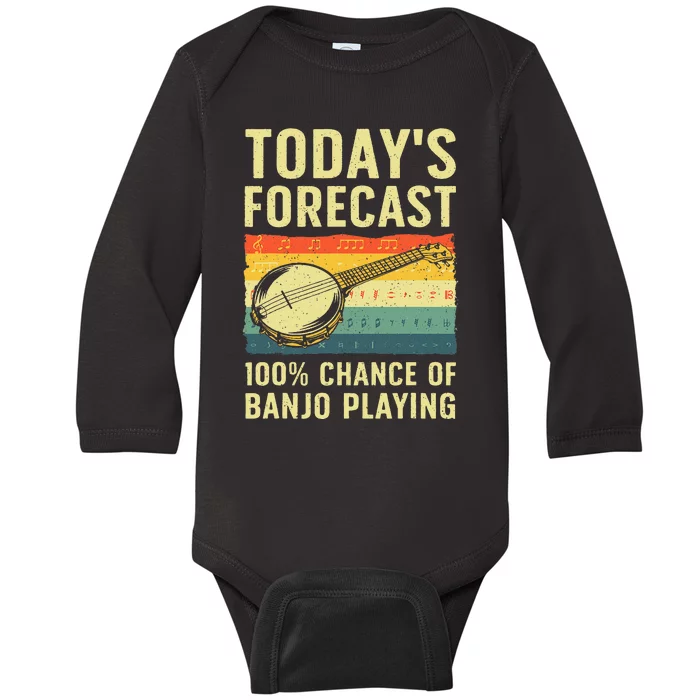 Funny Banjo Art For Women Bluegrass Instrument Player Baby Long Sleeve Bodysuit